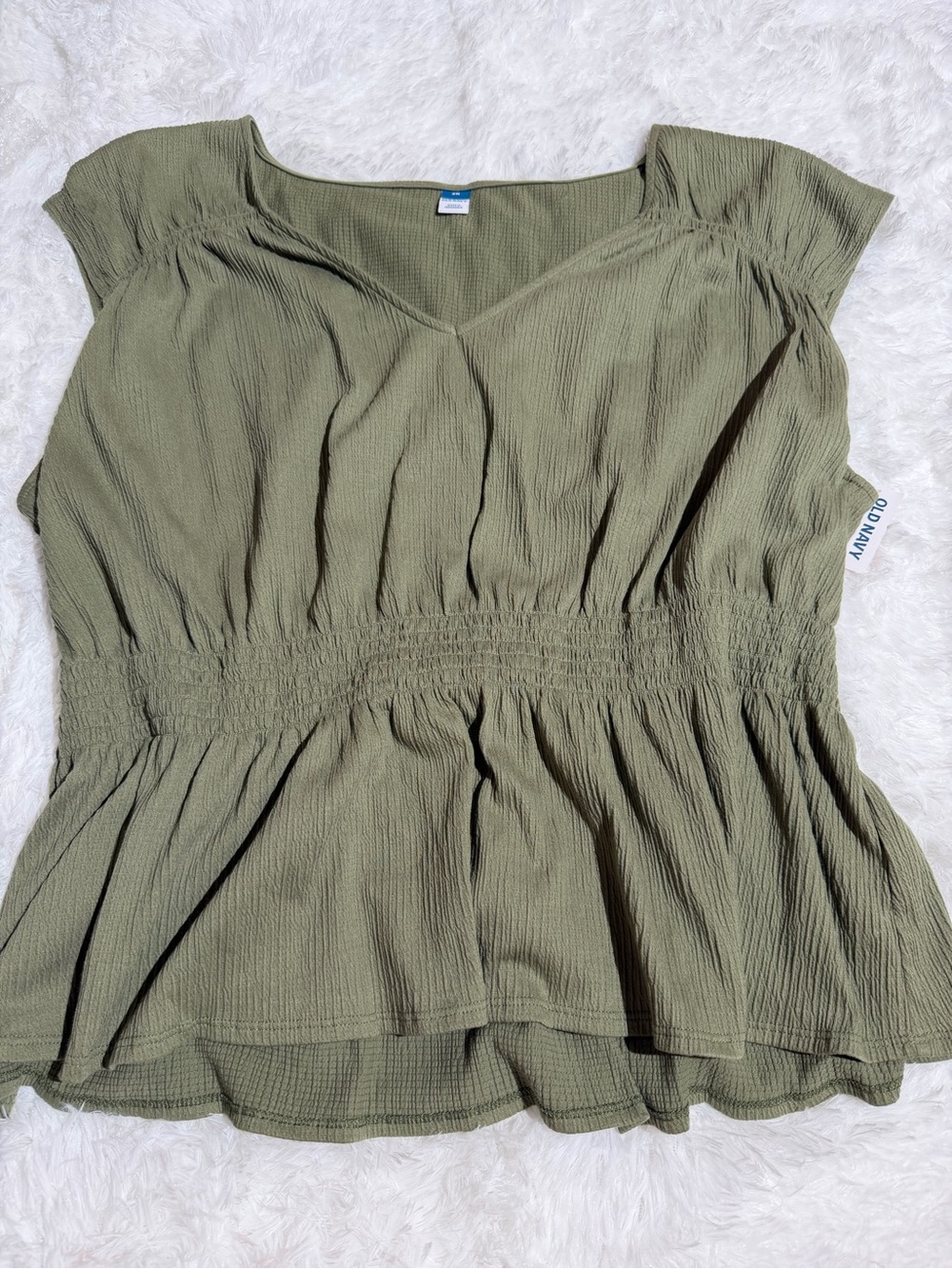 NWT Old Navy Olive Green Smocked Peplum V-Neck Women's Top Spring Summer Tank